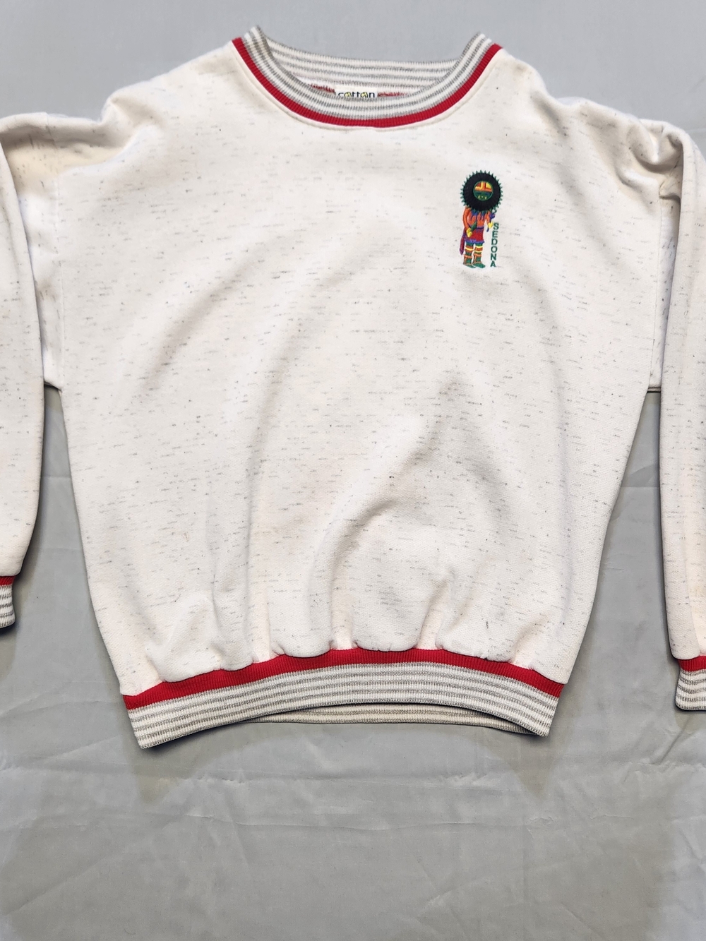 Vintage Cotton Fitz Pullover Mens Large Red White Southwestern Aztec 90s USA VTG